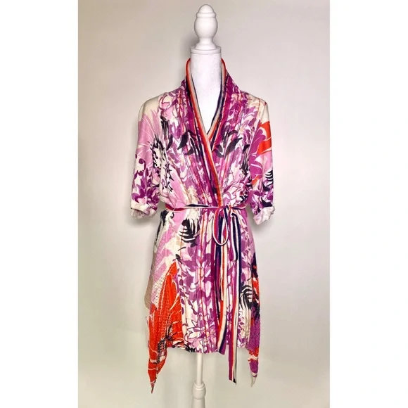 Elie Tahari Linen Cardigan with bright floral print women’s size small - Picture 1 of 7